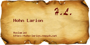 Hohn Larion névjegykártya